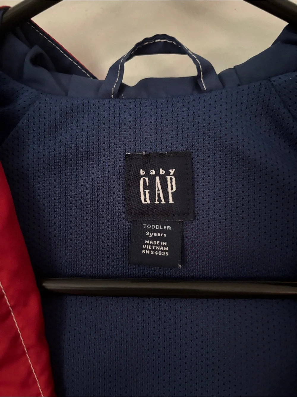Vintage Y2K Baby Gap Colorblock Windbreaker Hooded Jacket Red Navy 3T Boy/Girl